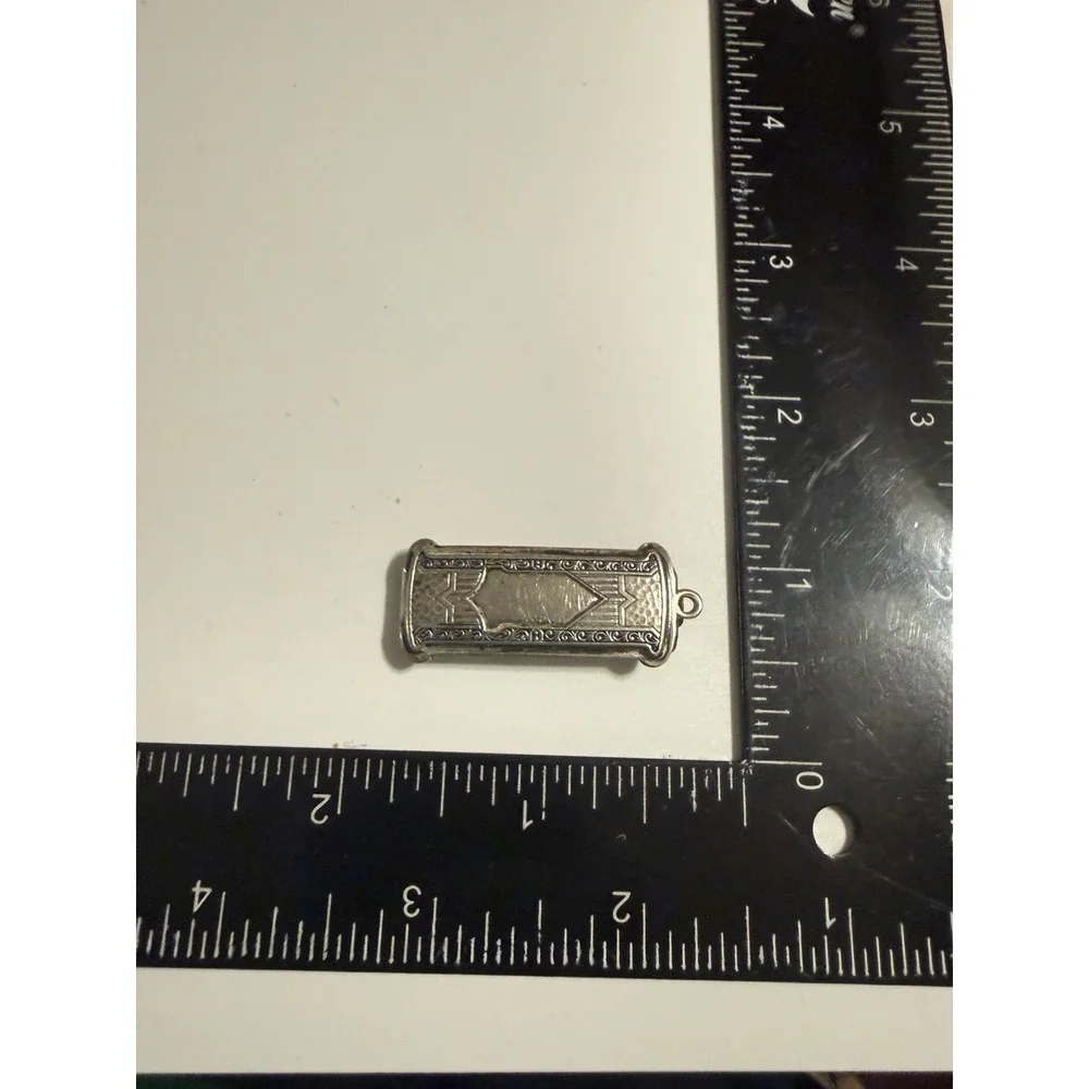 Vintage Art Deco Silver Plate Engraved Money Clip Tie Bar Hammered Shield Design